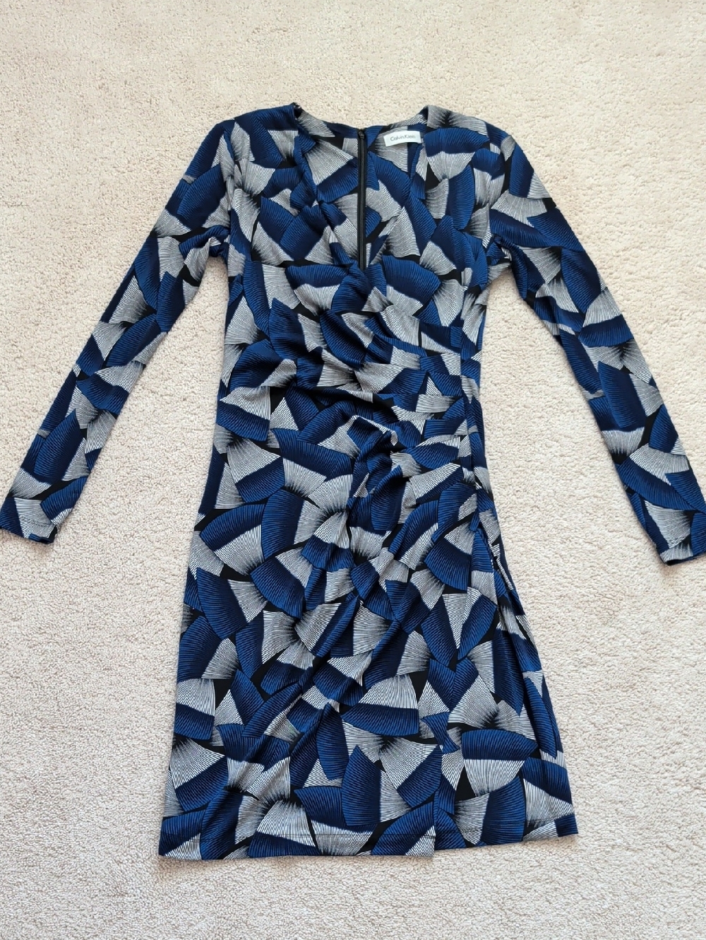 Calvin Klein Faux Wrap Geometric Print Dress Size 4